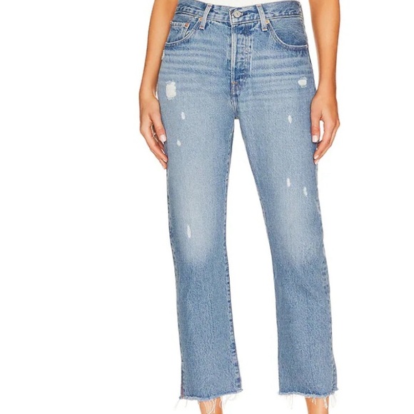 Levi’s 501 Original cropped distressed size 27 - Picture 1 of 8